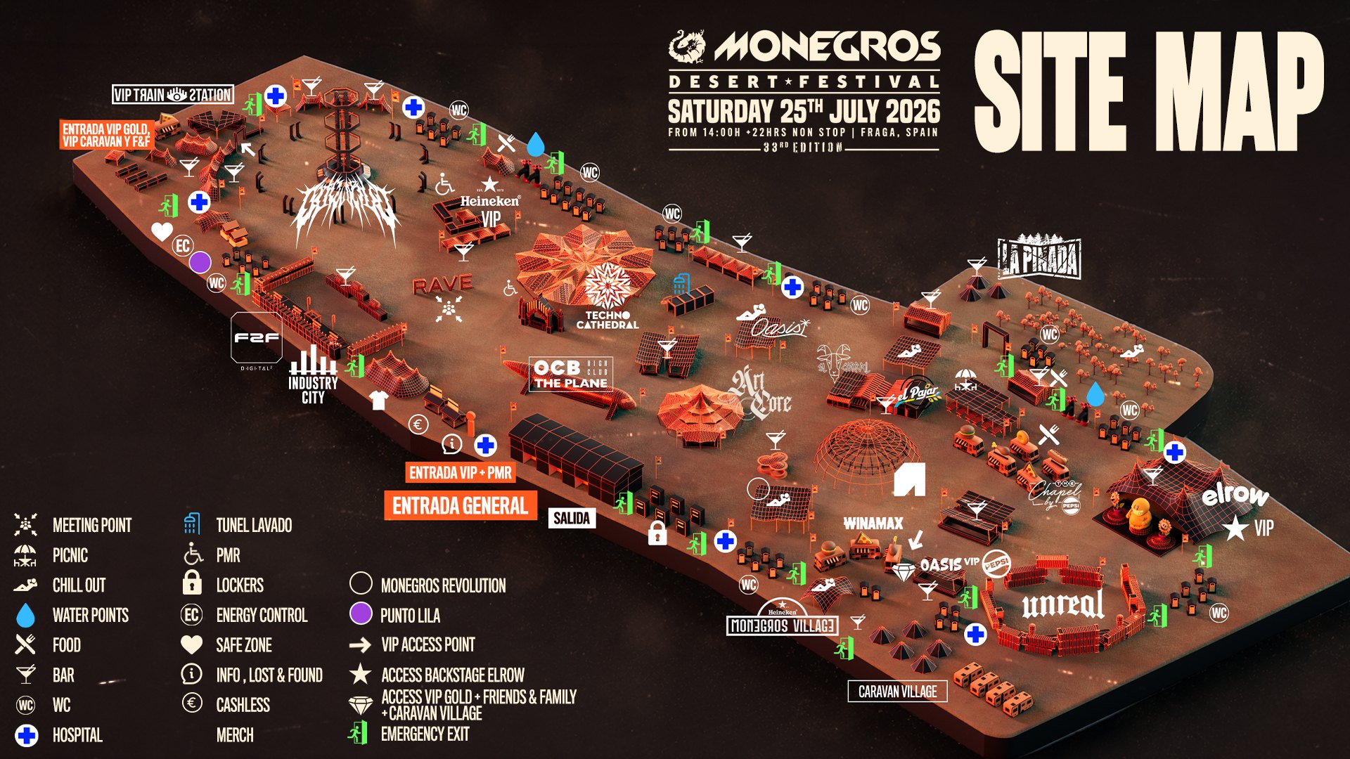 Official Monegros 2026 site map